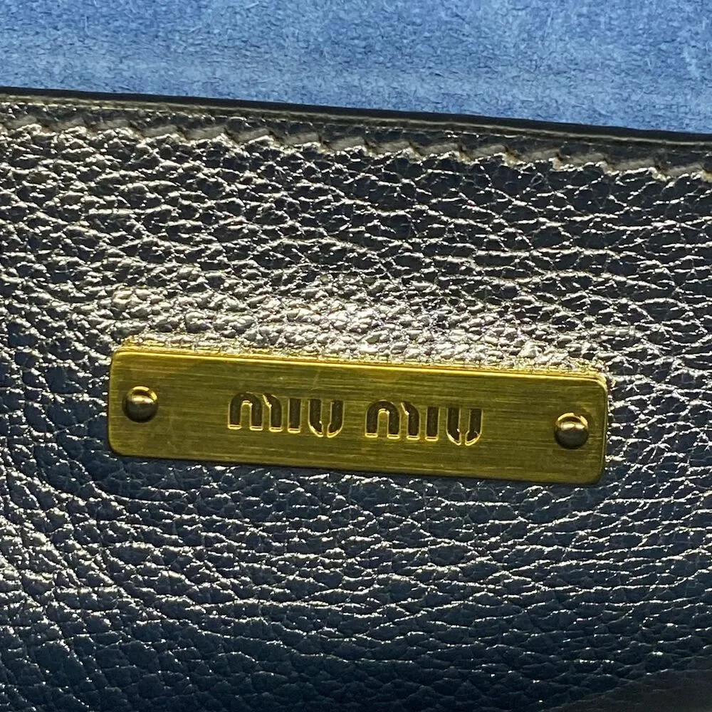 Miu Miu Handbag 5BA108 Navy Silver Multi Denim Leather